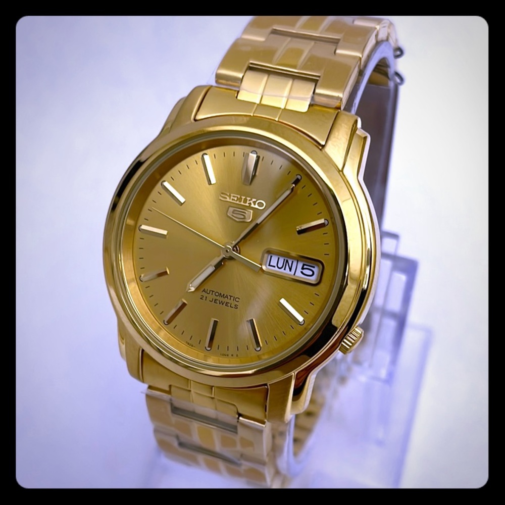 New Seiko 5 Automatic All Gold Day /Date Men Watch